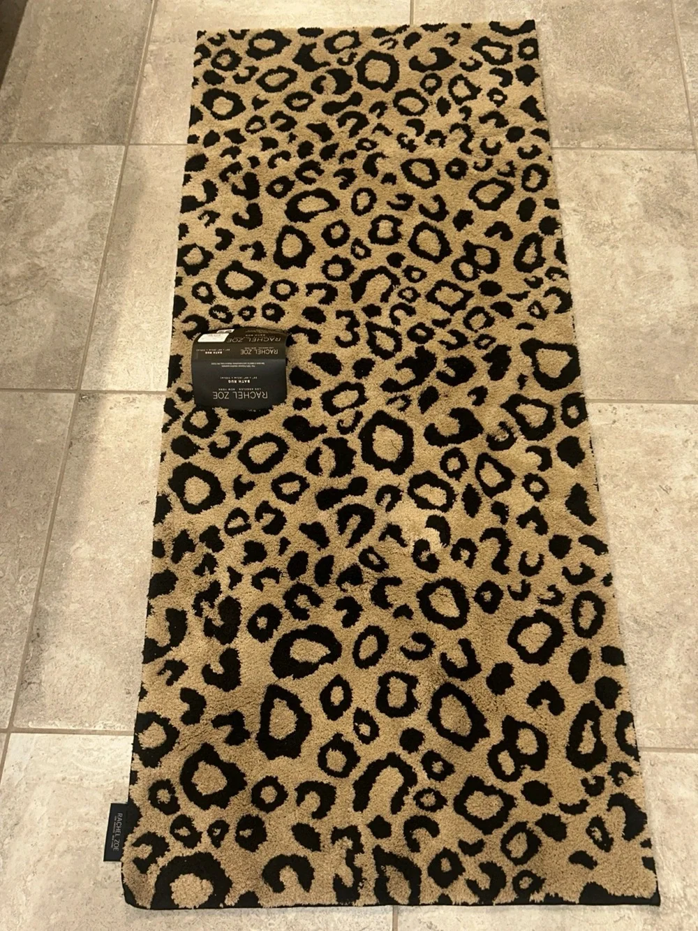 Rachel Zoe Leopard Bath Rug Designer Luxury Plush Mat - Non-slip Runner 24 x 60”